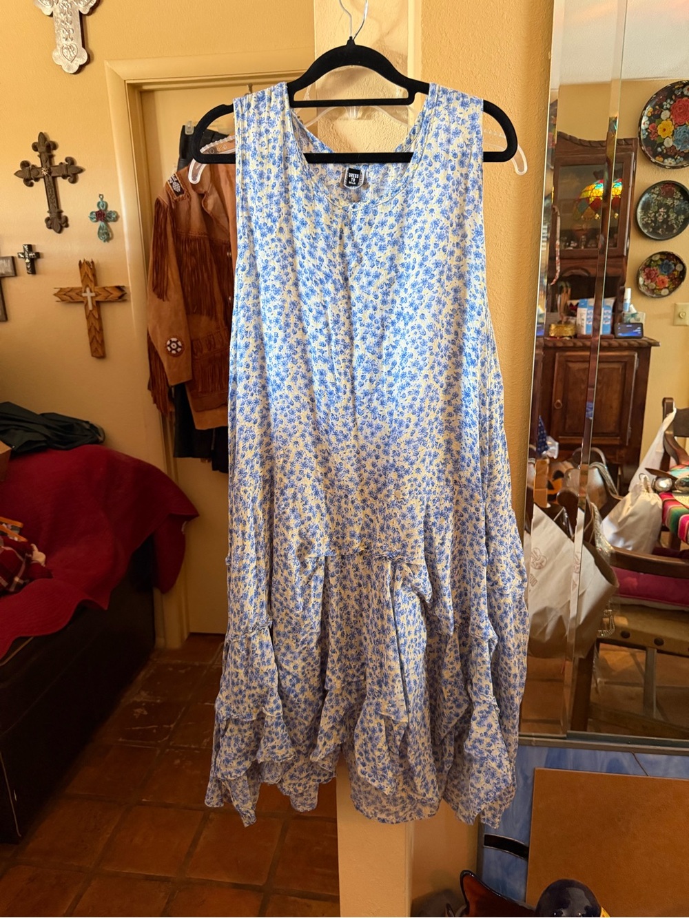 100% Cotton Dress Blue Floral